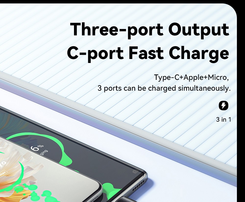 ESSAGER EXCMTL-JJ03-P 100W 3 in 1 USB Data Cable - Blue