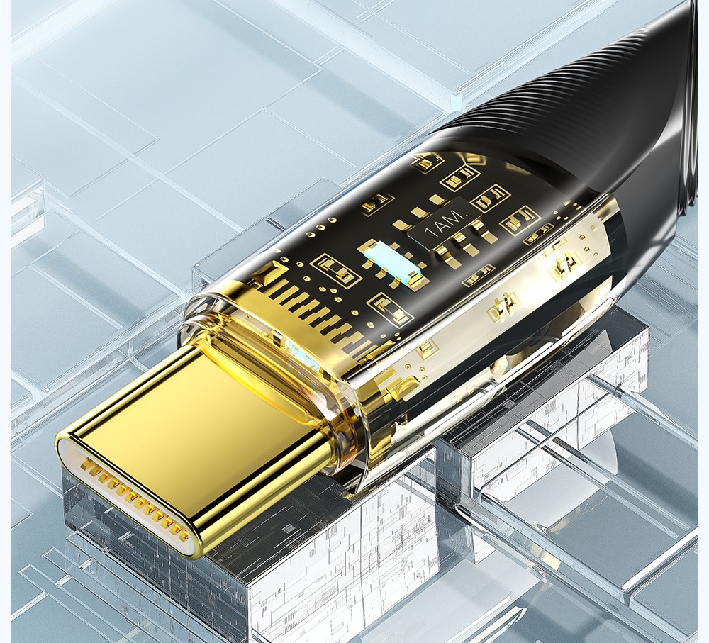 ESSAGER PD 100W 5A Type C to Type C Charging Cable with LED Light, Support Data Transform, 1m