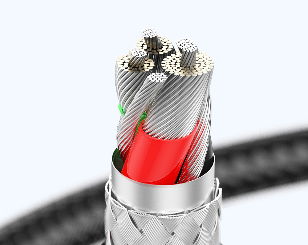 ESSAGER PD 100W 5A Type C to Type C Charging Cable with LED Light, Support Data Transform, 1m