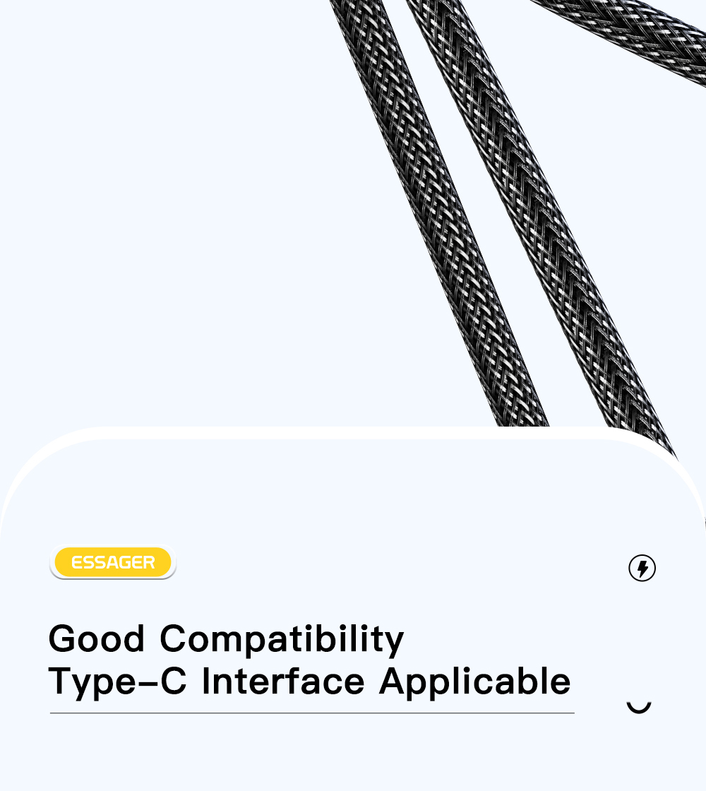 ESSAGER PD 100W 5A Type C to Type C Charging Cable with LED Light, Support Data Transform, 1m