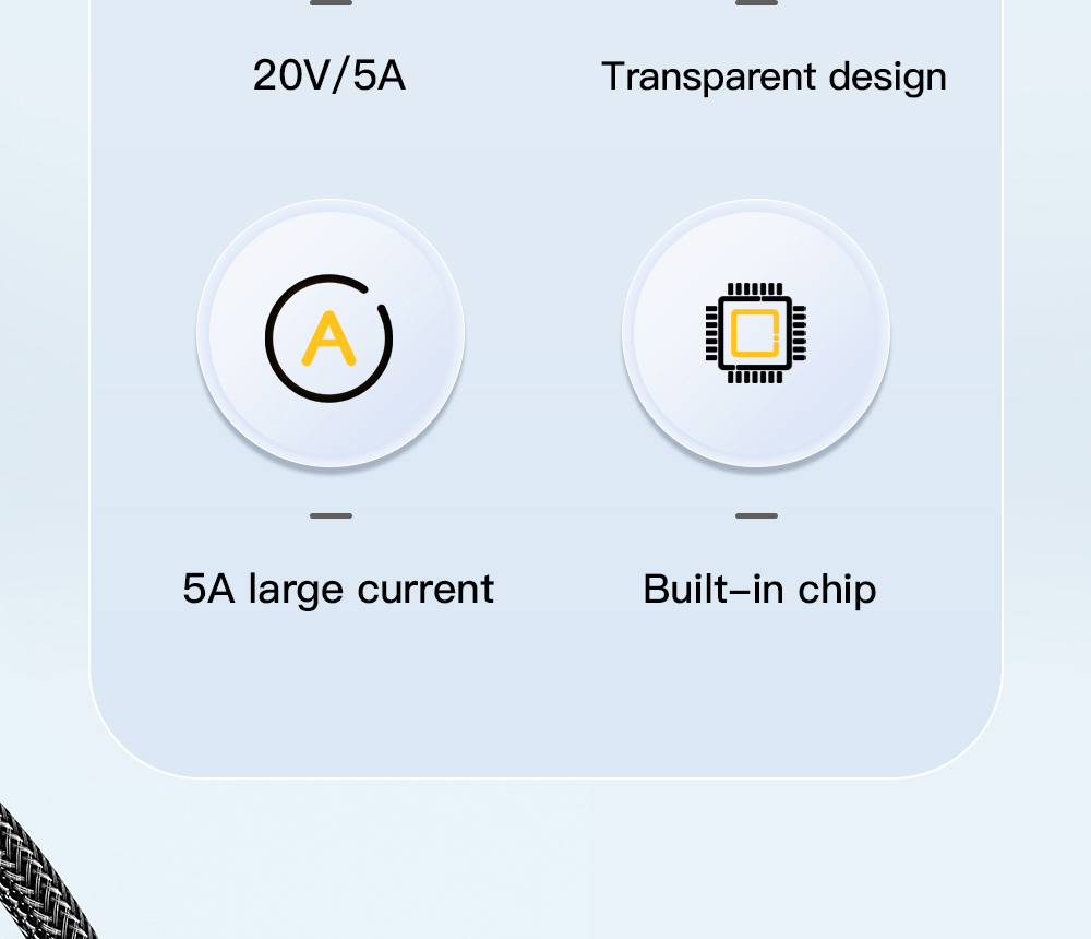 ESSAGER PD 100W 5A Type C to Type C Charging Cable with LED Light, Support Data Transform, 1m