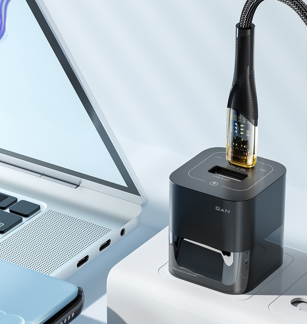 ESSAGER PD 100W 5A Type C to Type C Charging Cable with LED Light, Support Data Transform, 1m