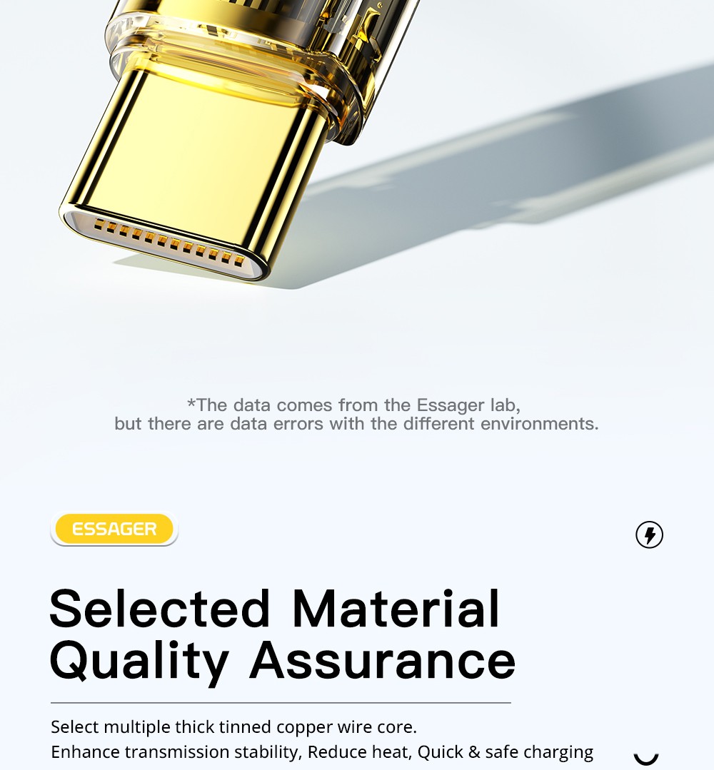 ESSAGER PD 100W 5A Type C to Type C Charging Cable with LED Light, Support Data Transform, 2m
