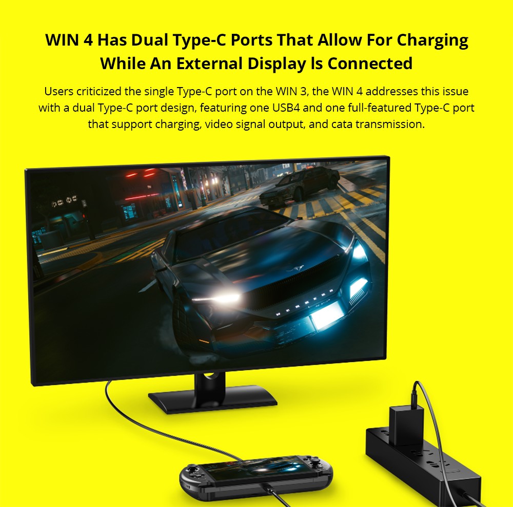 GPD Win 4 (2024) 6-inch Handheld Game Laptop, AMD Ryzen 7 8840U, 8 Cores Up to 5.1GHz, 32GB RAM 2TB SSD, WiFi 6 Bluetooth 5.2, 1*USB 4 1*Full-featured USB-C 1*Charing Only USB-C 1*Oculink 3*USB 3.2 1*HDMI 1*MicroSD Slot 1*RJ45 - EU Plug