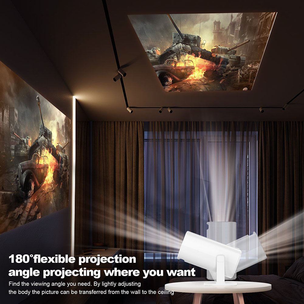 GXMO P30 Portable Projector, 180° Flip, 150 ANSI, 1280*720P, Keystone Correction, Android 11, WiFi 6 - US Plug