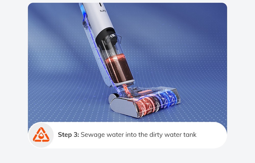 ILIFE W90 Cordless Wet Dry Vacuum Cleaner, 3-in-1 Vacuum Mop & Wash, Strong Suction Power, One-button Self-cleaning, Dual Water Tank, Voice & Light Prompts, 30min Runtime, White