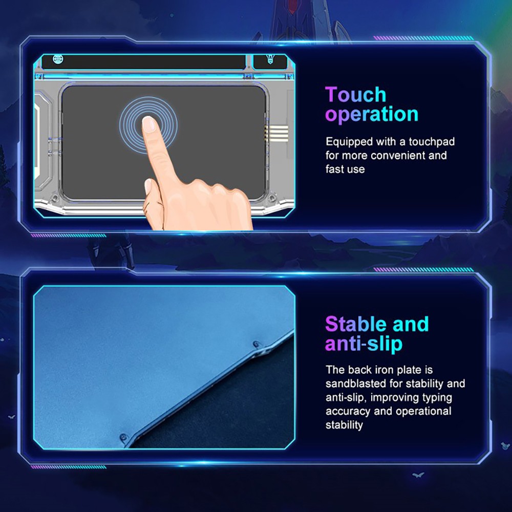 KB333 Transparent 78 Keys Wireless Bluetooth Keyboard with Touchpad, Colorful Backlight - Pink