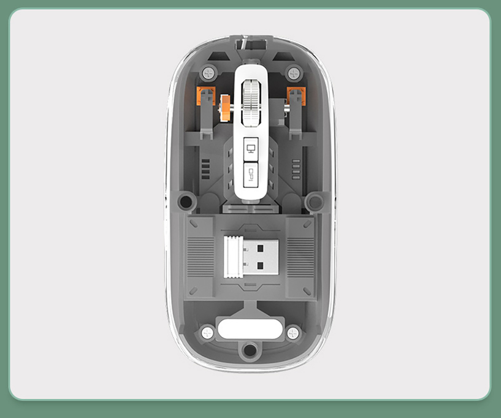 M033 Transparent Wireless Mouse, 3 Connection Modes, 800/1200/1600 DPI, Mute Axis, Colorful Breathing Light Effect - Pink