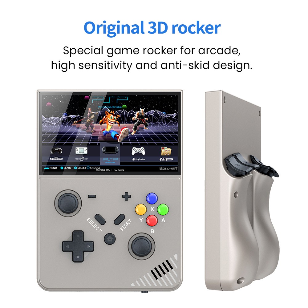 M18 R43 Pro Handheld Game Console, 4.3-inch LCD Screen, Emelec 4.3 OS, 1GB RAM 4GB Storage 64GB TF Card, Supports 25 Simulator, 20261 Games Preinstalled, 4000mAh Battery - Grey