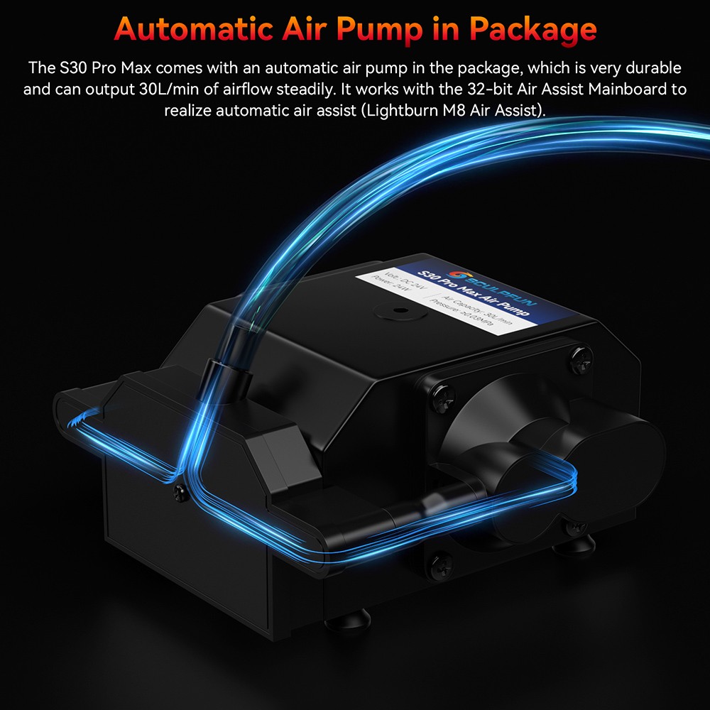 SCULPFUN S30 Pro Max 20W Laser Engraver Cutter, Automatic Air-assist, Replaceable Lens, 32-bit Motherboard, 410x400mm