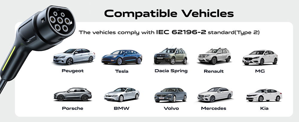 VDL EC11 Portable EV Charger, 3.6KW Fast Charging, 16A Max Current, 2-Pin EU Schuko Plug, 5m Charging Cable, IP65 Waterproof, for IEC 62196-2 Standard