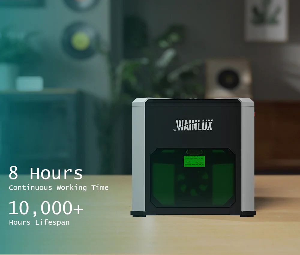 WAINLUX K6 Mini Laser Engraver Cutter, 3W Laser Power, 0.05mm Precision, Adjustable Focus, Offline Engraving, Built-in Exhaust Fan, App Connection, 80*80mm - UK Plug