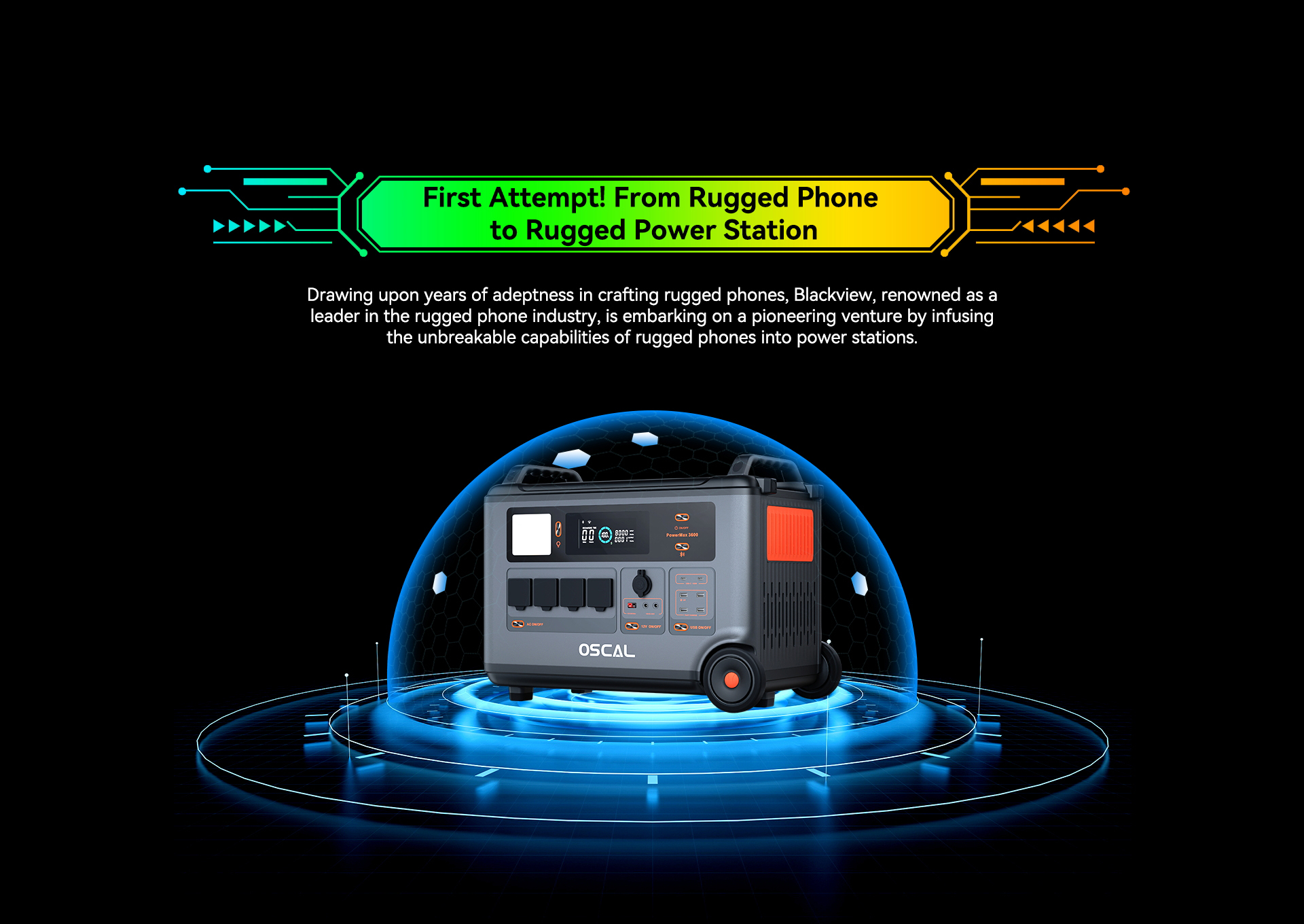 Blackview Oscal PowerMax 3600 Rugged Power Station, 3600Wh to 57600Wh LiFePO4 Battery, 14 Outlets, 5 LED Light Modes, Morse Code Signal