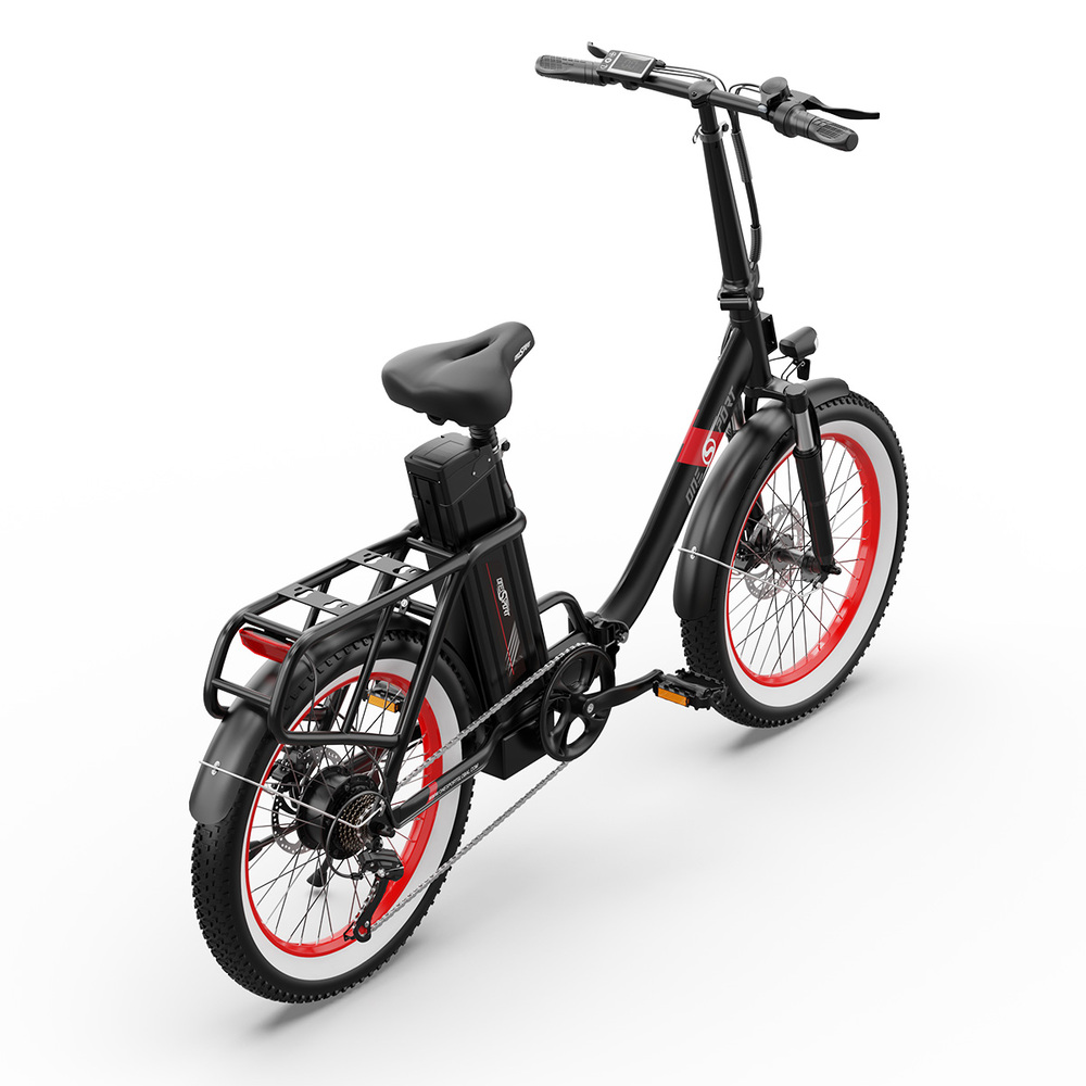 ONESPORT OT16-2 Electric Bike 20*3.0 inch Tires, 350W Motor 48V 15Ah Battery 25km/h Max Speed Disc Brakes - Black&Red
