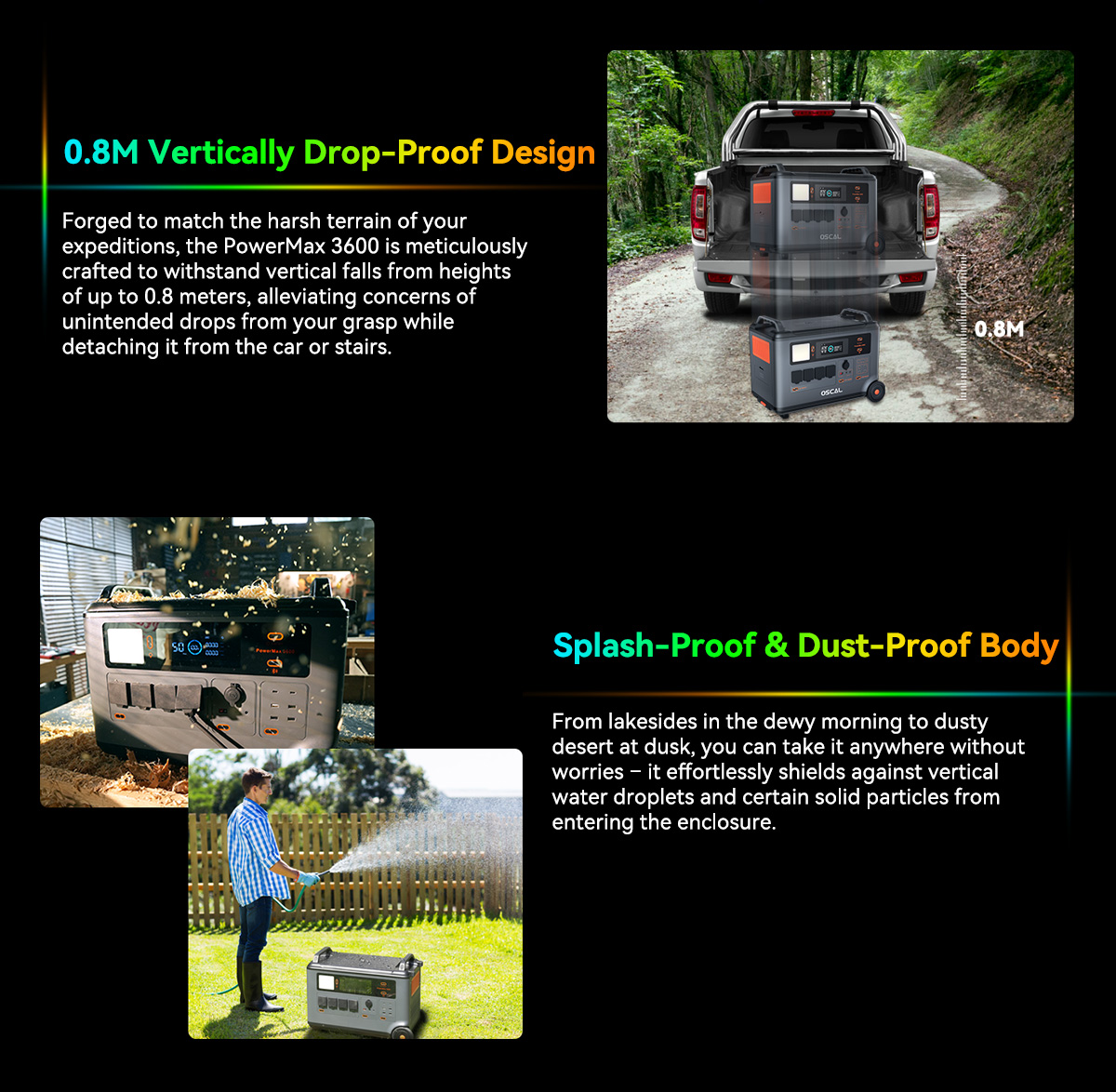 Blackview Oscal PowerMax 3600 Rugged Power Station, 3600Wh to 57600Wh LiFePO4 Battery, 14 Outlets, 5 LED Light Modes, Morse Code Signal