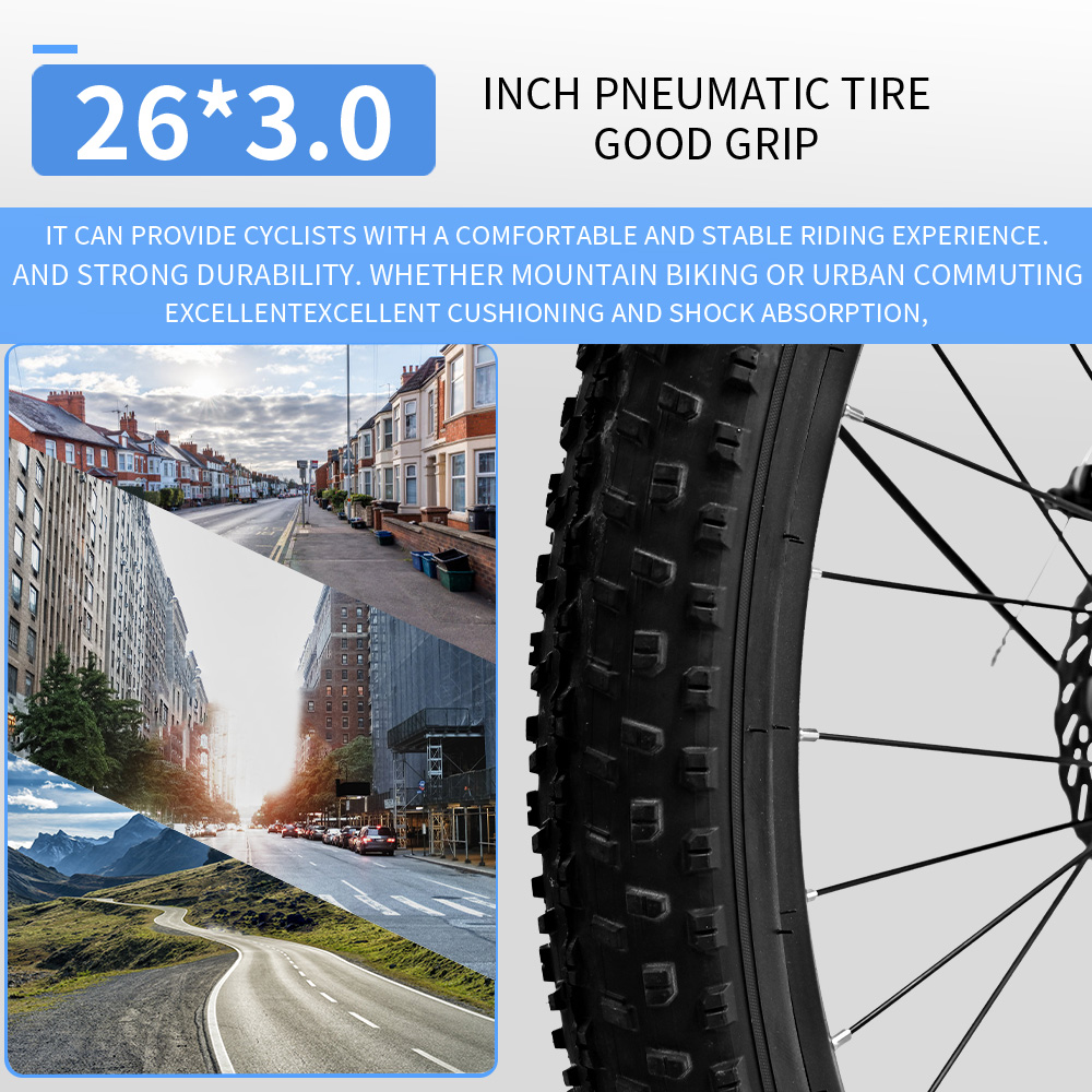 OT13 Electric Bike, 26*3 inch Fat Tires 350W Motor 48V15Ah Battery 25km/h Max Speed 100km Max Range