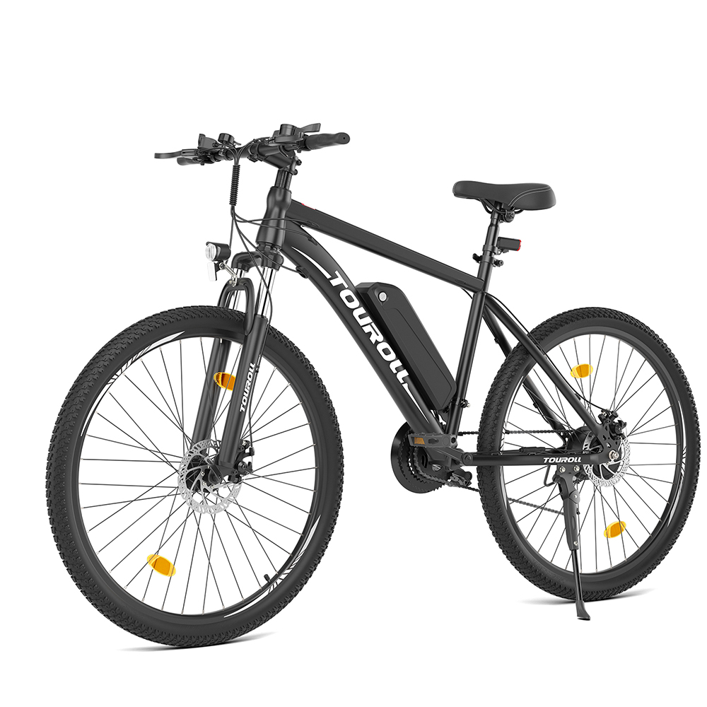 Touroll U1 29-inch Off-Road Tire Electric MTB Bike with 250W Motor, 36V 13Ah Removable Battery, Max 65km Range, Shimano 21-Speed Gear Shimano 21-Speed Disc Brake IPX4 Waterproof - Black