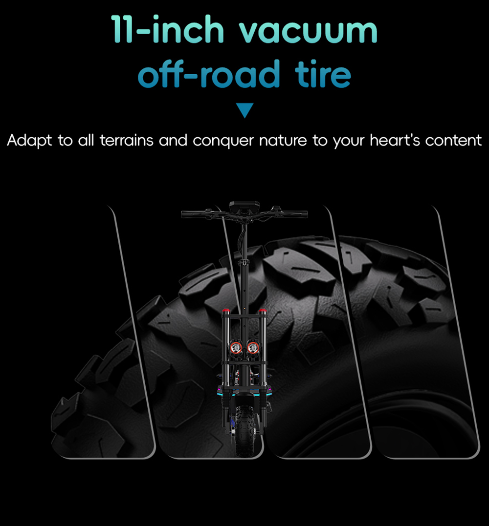 OOTD D88 Electric Scooter 11 Inch Off-Road Tires 2800W*2 Dual Motor 85km/h Max Speed 60V 35Ah Battery for 80km - 100km Range 150KG Max Load Double Absorbers with Seat NFC Lock