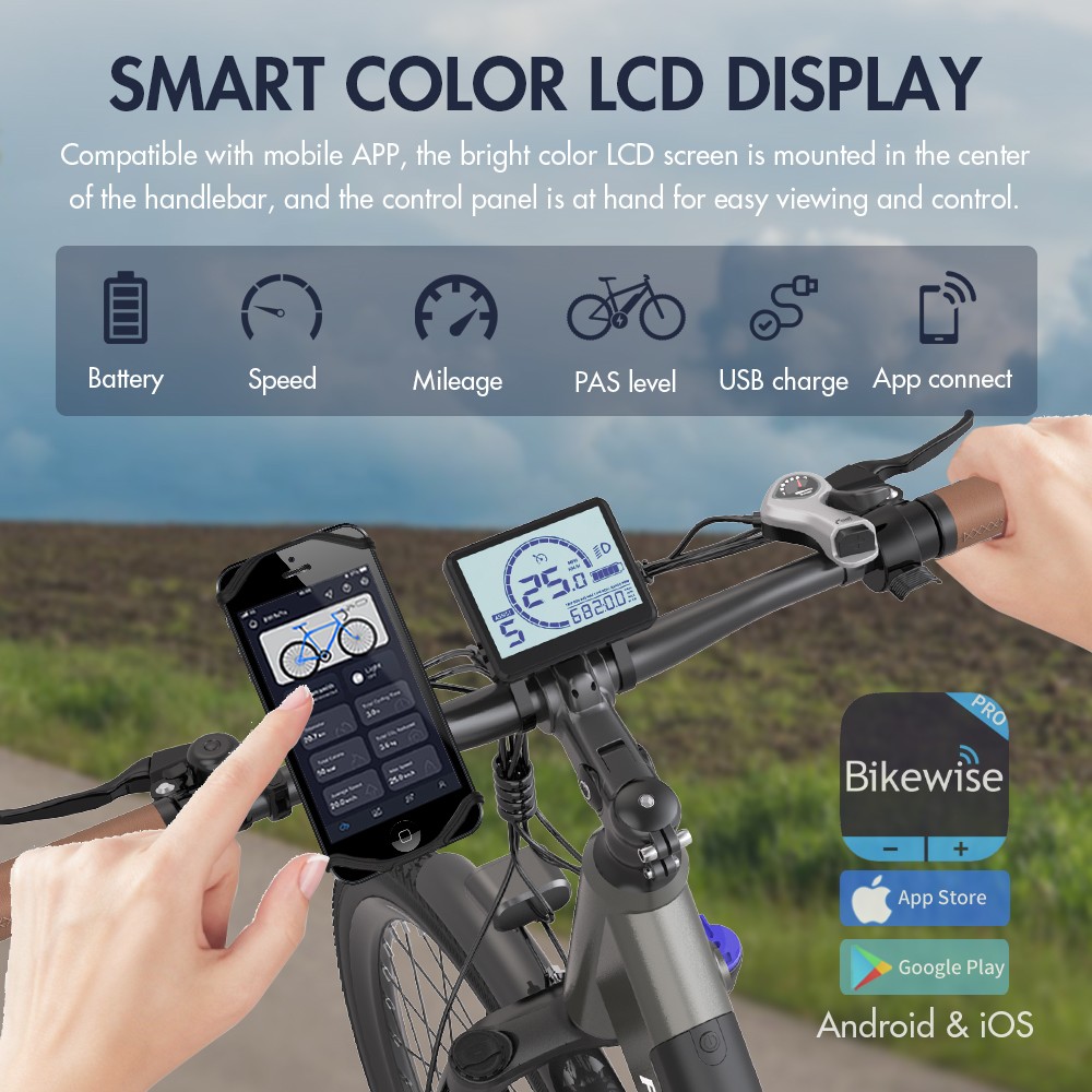 Fafrees F26 Pro City E-Bike 26 Inch Step-through Electric Bicycle 25Km/h 250W Motor 36V 14.5Ah Embedded Removable Battery Shimano 7 Speed Dual Disc Brakes APP Connect - Golden