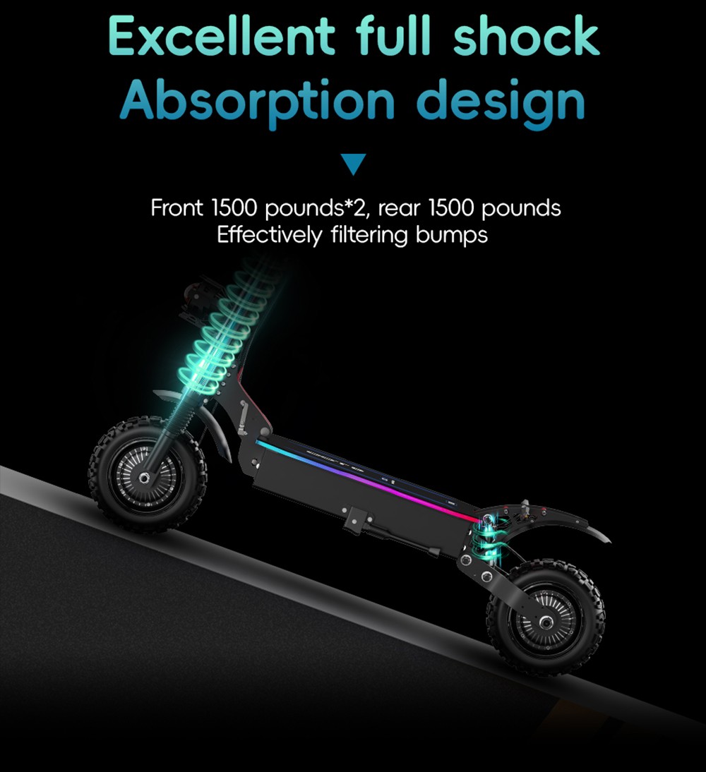 OOTD D88 Electric Scooter 11 Inch Off-Road Tires 2800W*2 Dual Motor 85km/h Max Speed 60V 35Ah Battery for 80km - 100km Range 150KG Max Load Double Absorbers with Seat NFC Lock