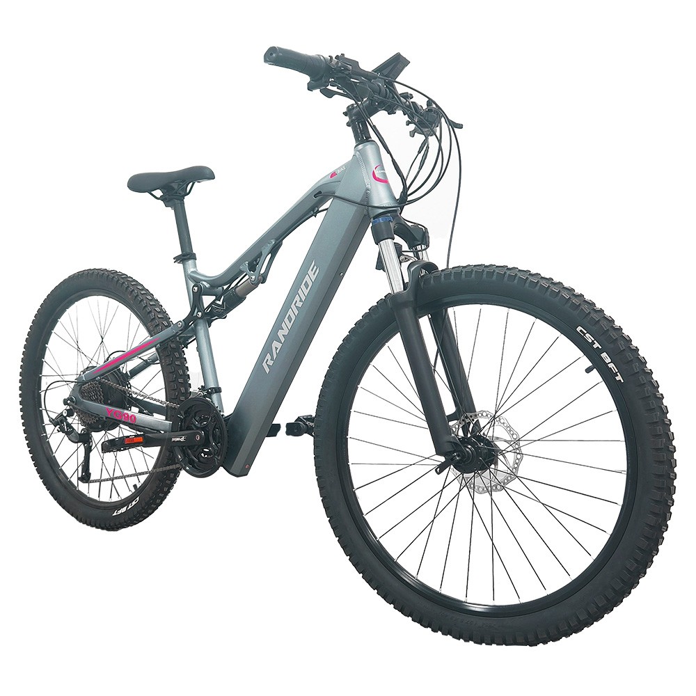 RANDRIDE YG90A Electric Bike 1000W Motor 45km/h Max Speed 48V 17Ah Battery 70-90KM Max Range 27.5*2.4'' CST Tires 120kg Load Shimano 21 Gears - Blue