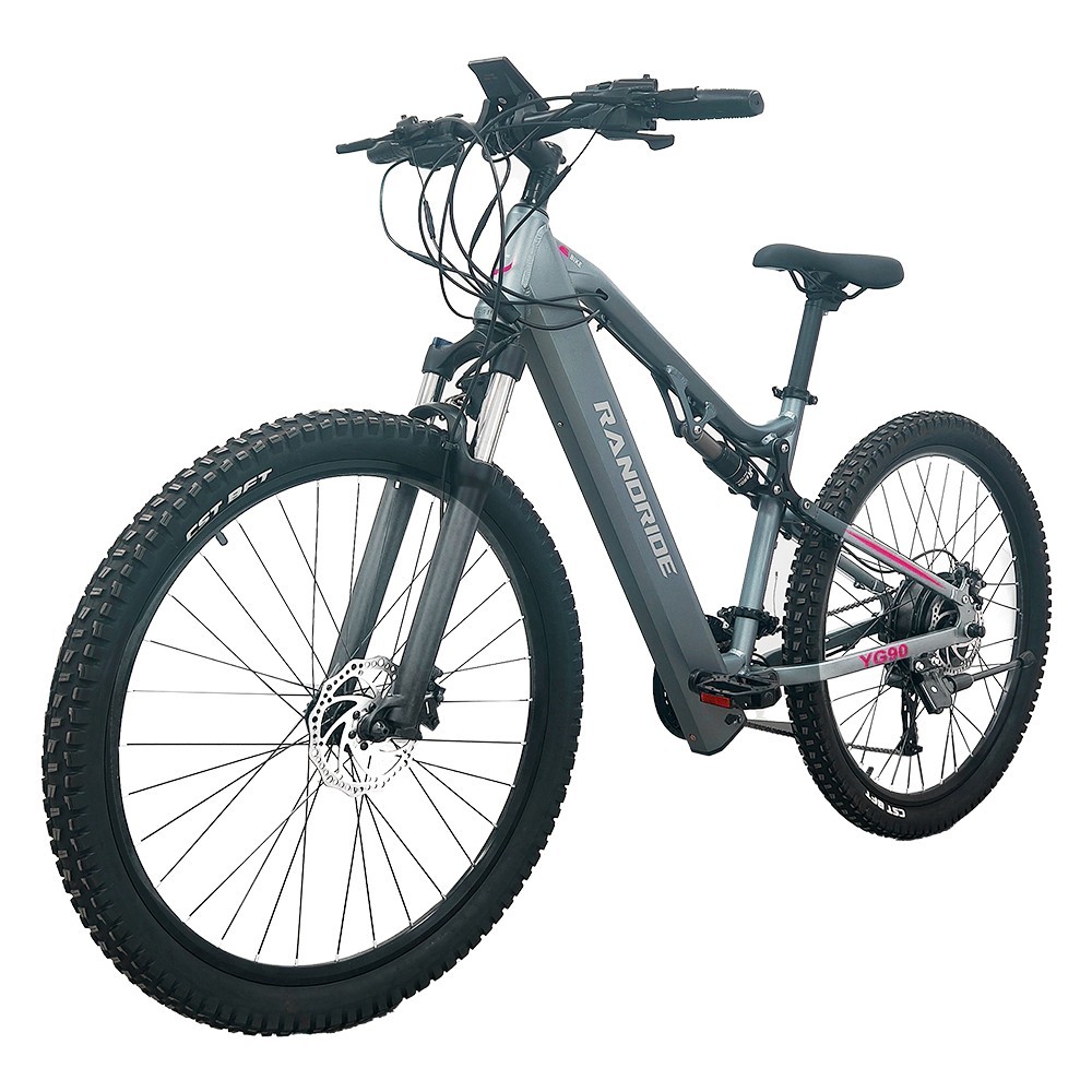 RANDRIDE YG90A Electric Bike 1000W Motor 45km/h Max Speed 48V 17Ah Battery 70-90KM Max Range 27.5*2.4'' CST Tires 120kg Load Shimano 21 Gears - Blue