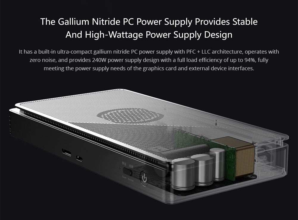 GPD G1 Graphics Card Expansion Dock, AMD Radeon RX 7600M XT Graphics, 8GB GDDR6 RAM, 128bit, 1*Oculink 1*USB 4.0 1*HDMI 2.1 2*DP 1.4a 3*USB 3.2 1*SD 4.0, TGP Toggle Key - US Plug