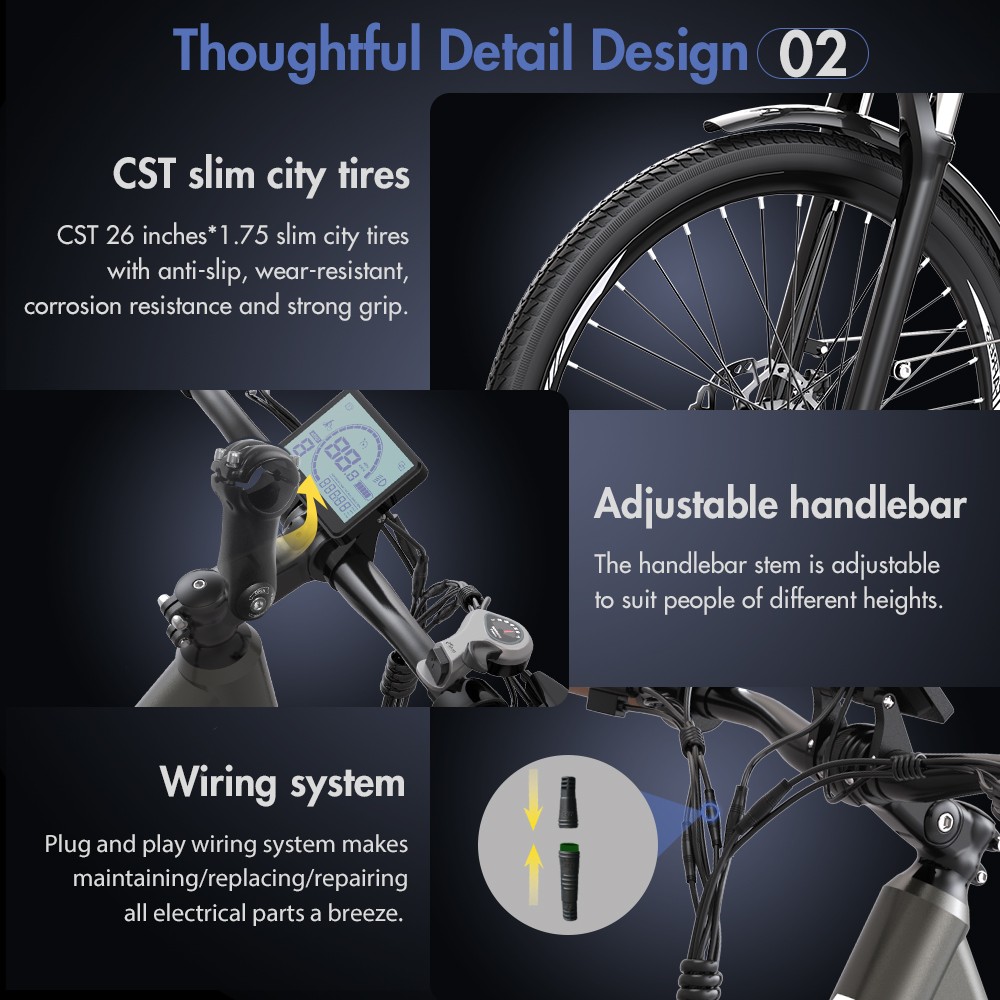 Fafrees F26 Pro City E-Bike 26 Inch Step-through Electric Bicycle 25Km/h 250W Motor 36V 14.5Ah Embedded Removable Battery Shimano 7 Speed Dual Disc Brakes APP Connect - Golden