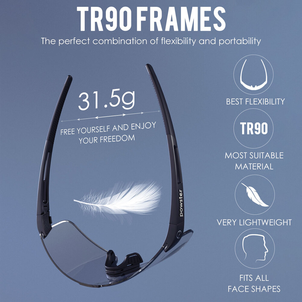 Powster Phantom Cycling Glasses - Light Blue, White Frame