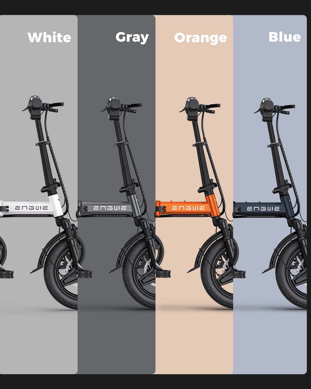 ENGWE T14 14 Inch Folding Electric Bike 250W Mini Electric Bike 25km/h City Commuter 48V 10AH Removable Lithium Battery Portable and Easy to Store - Grey