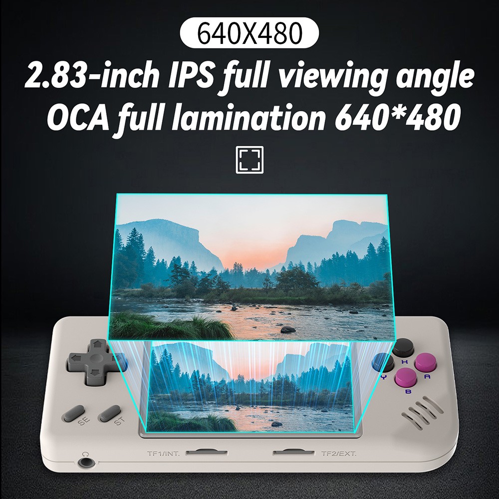 ANBERNIC RG28XX Game Console, 2.83-inch IPS Screen, 64GB+128GB TF Card, 10000+ Games Preinstalled, Multimedia Applications, 8 Hours of Playtime, HDMI Output - Grey
