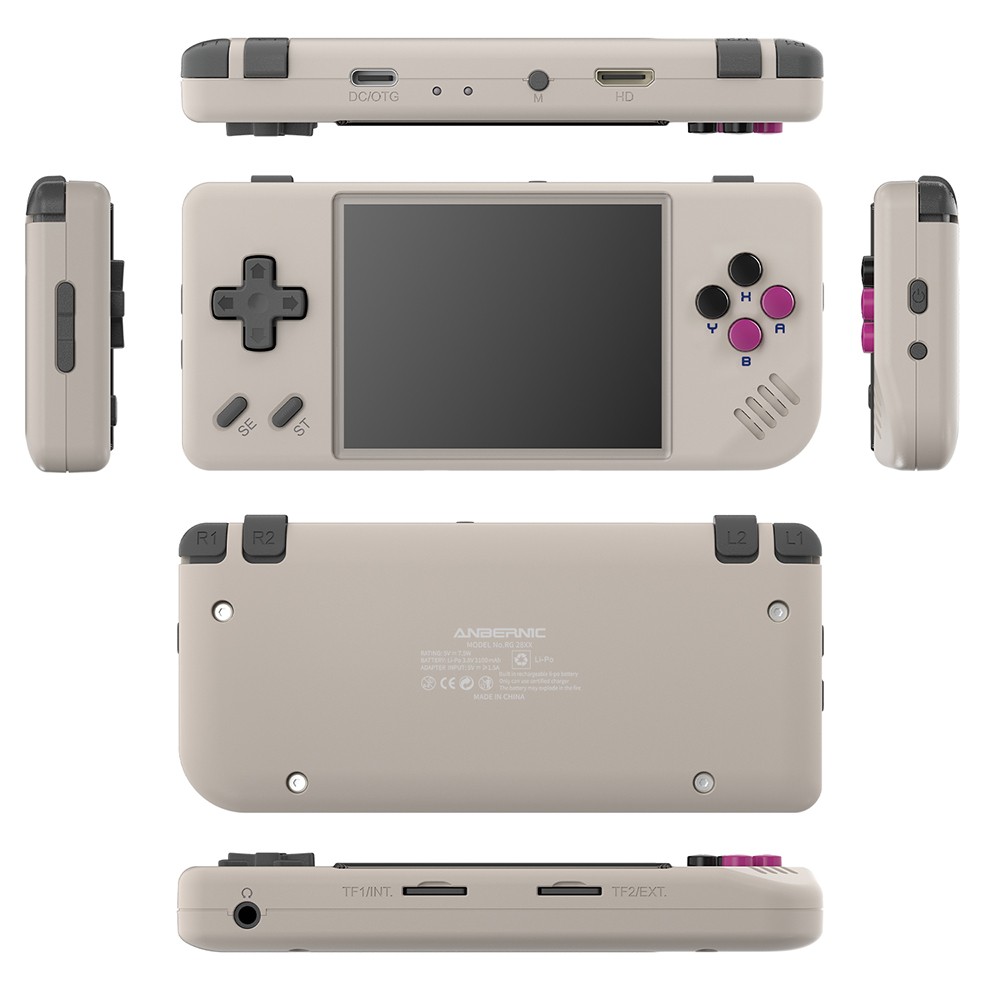 ANBERNIC RG28XX Game Console, 2.83-inch IPS Screen, 64GB+128GB TF Card, 10000+ Games Preinstalled, Multimedia Applications, 8 Hours of Playtime, HDMI Output - Grey