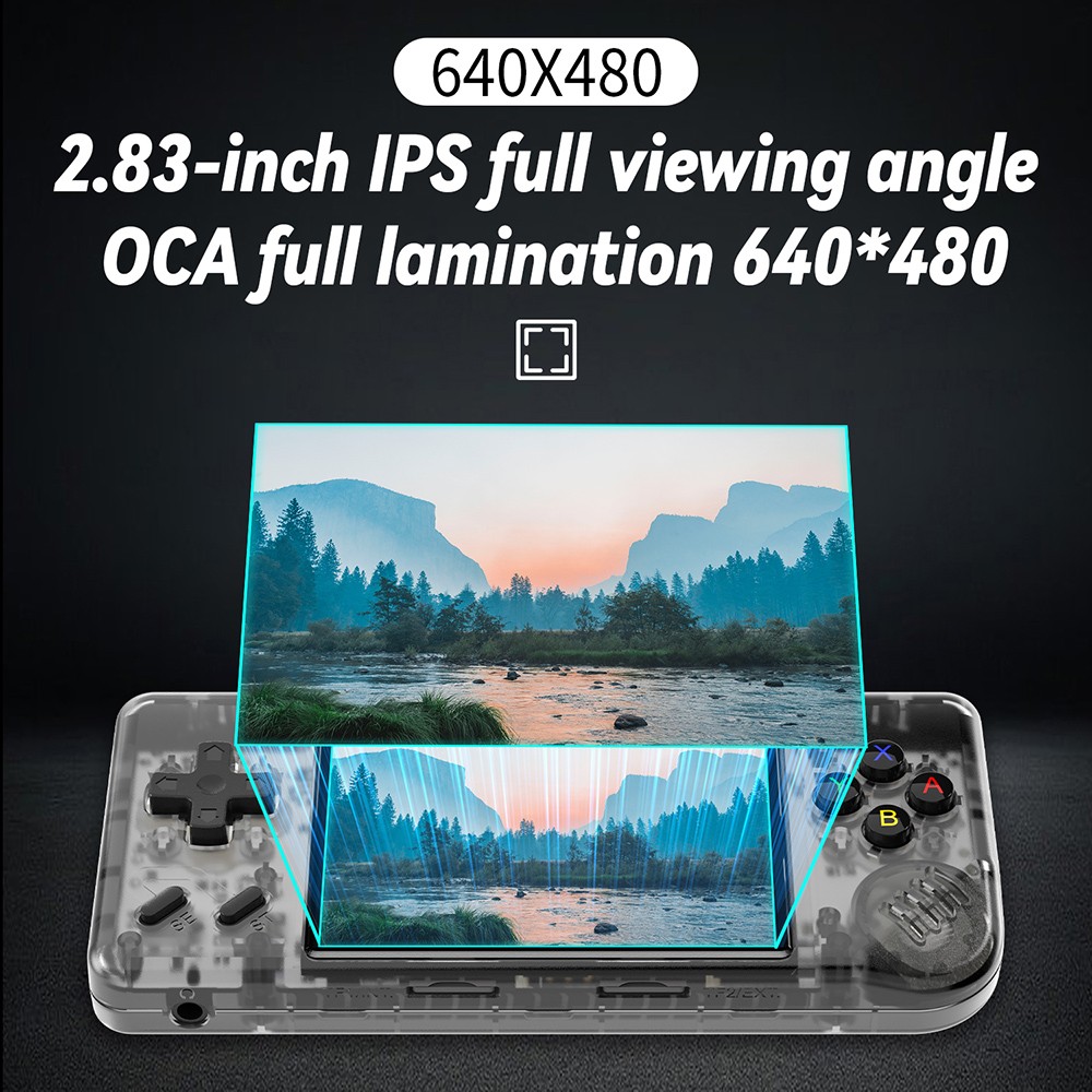 ANBERNIC RG28XX Game Console, 2.83-inch IPS Screen, 64GB+128GB TF Card, 10000+ Games Preinstalled, Multimedia Applications, 8 Hours of Playtime, HDMI Output - Transparent Black