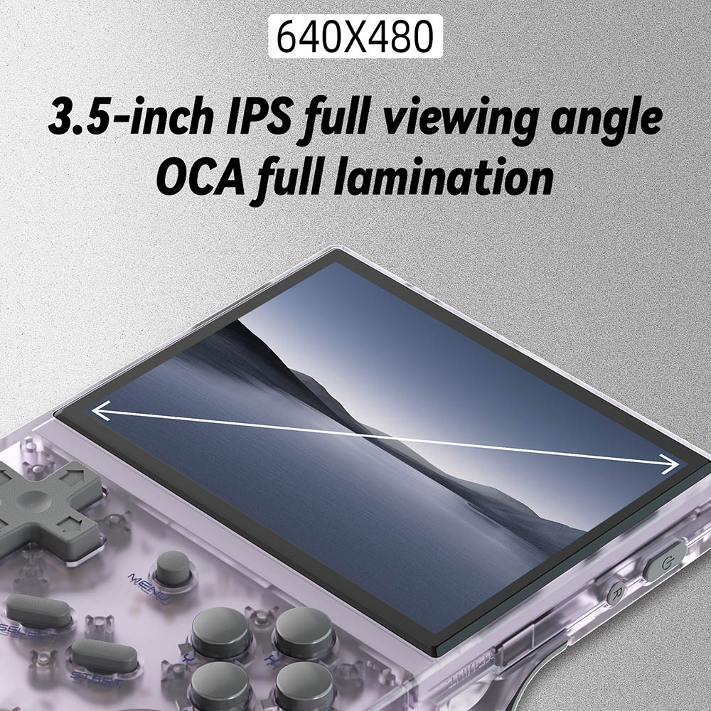 ANBERNIC RG35XX (2024 Version) Game Console, 3.5 Inch IPS Screen, Linux System, 64GB+128GB TF Card with 10000+ Games, 7 Hours of Playtime - Transparent Purple