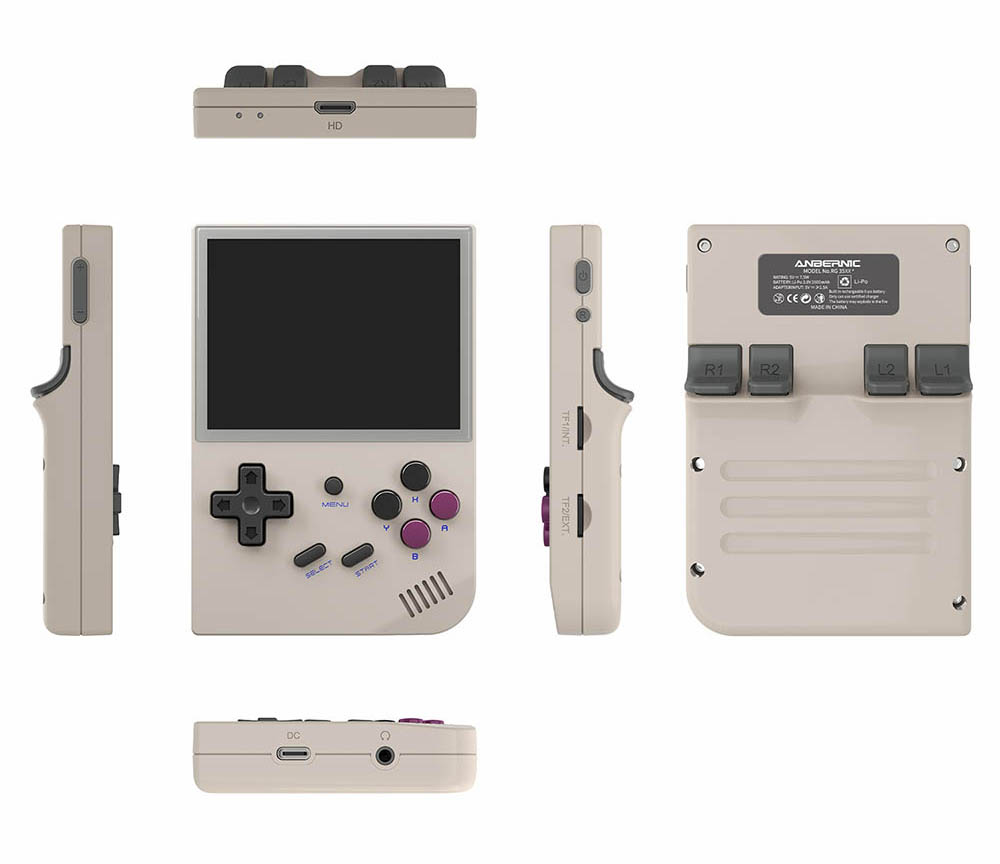 ANBERNIC RG35XX (2024 Version) Game Console, 3.5 Inch IPS Screen, Linux System, 64GB+64GB TF Card with 5000+ Games, 7 Hours of Playtime - Grey