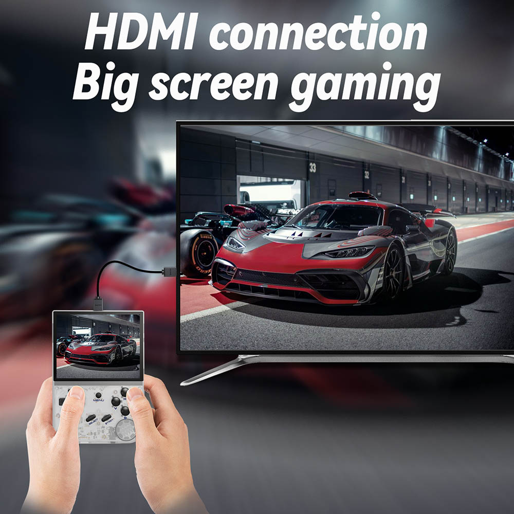 ANBERNIC RG35XX (2024 Version) Game Console, 3.5 Inch IPS Screen, Linux System, 64GB+64GB TF Card with 5000+ Games, 7 Hours of Playtime - White