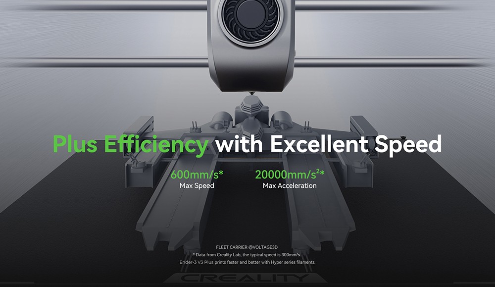 Creality Ender-3 V3 Plus 3D Printer, CoreXZ for 600mm/s Speed, Y-axis Dual Motors & Support Rods, Quick-swap Tri-metal Nozzle, Dual Cooling Fans, 300x300x330mm - EU Plug