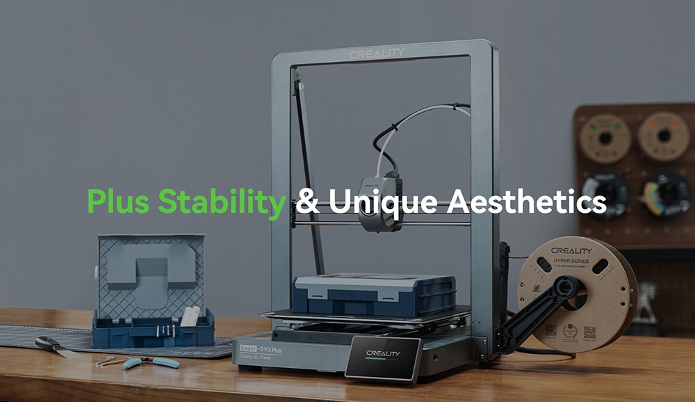 Creality Ender-3 V3 Plus 3D Printer, CoreXZ for 600mm/s Speed, Y-axis Dual Motors & Support Rods, Quick-swap Tri-metal Nozzle, Dual Cooling Fans, 300x300x330mm - EU Plug