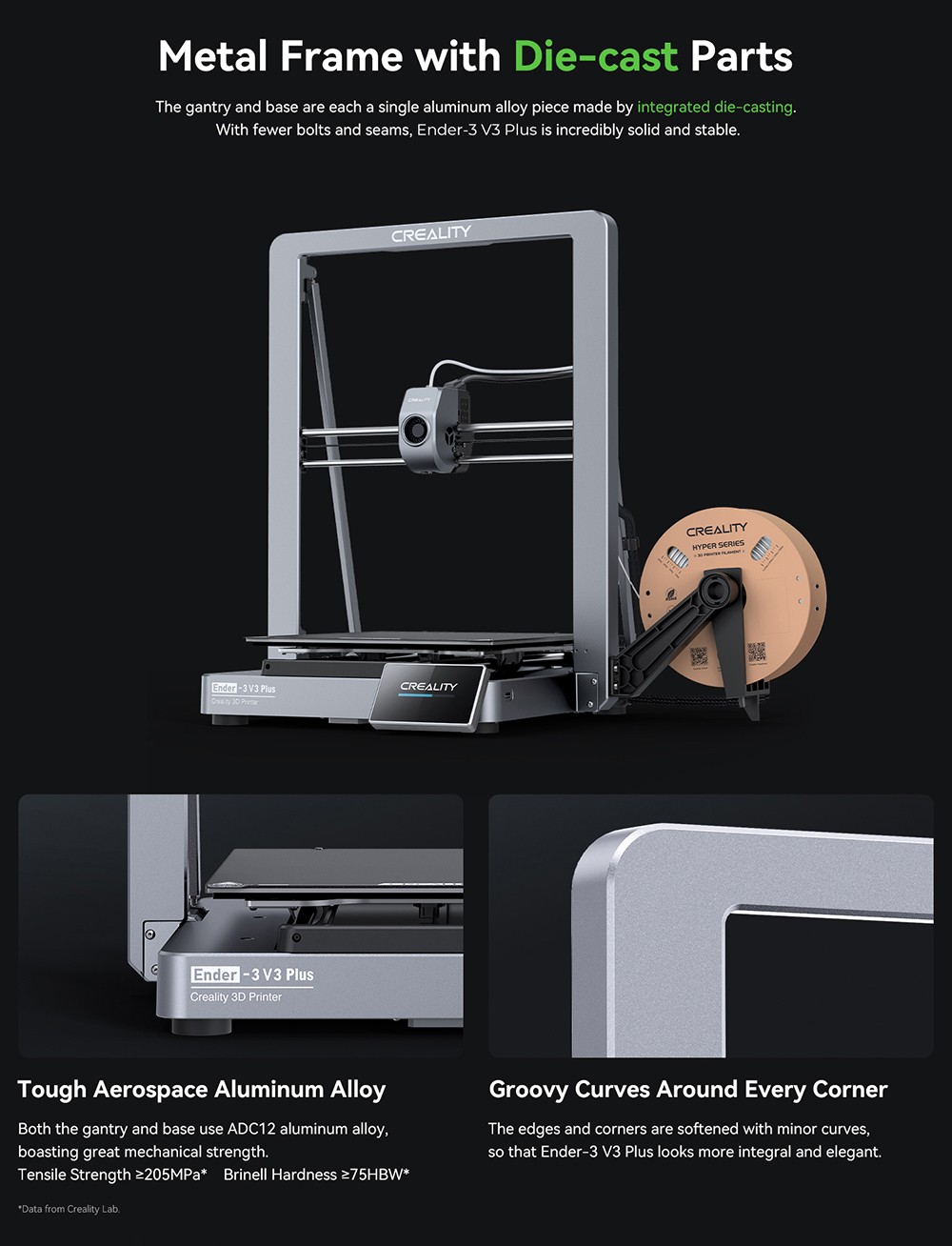 Creality Ender-3 V3 Plus 3D Printer, CoreXZ for 600mm/s Speed, Y-axis Dual Motors & Support Rods, Quick-swap Tri-metal Nozzle, Dual Cooling Fans, 300x300x330mm - EU Plug