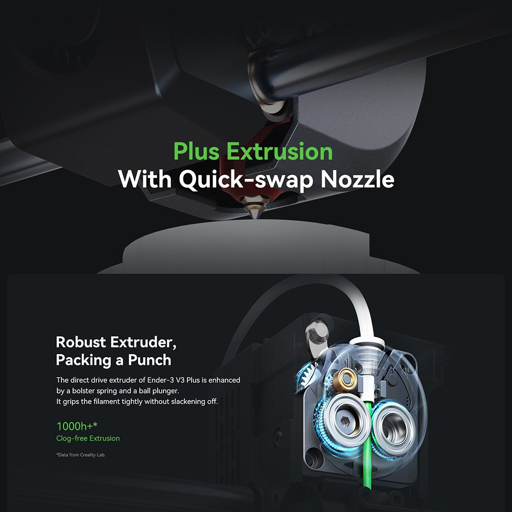 Creality Ender-3 V3 Plus 3D Printer, CoreXZ for 600mm/s Speed, Y-axis Dual Motors & Support Rods, Quick-swap Tri-metal Nozzle, Dual Cooling Fans, 300x300x330mm - EU Plug