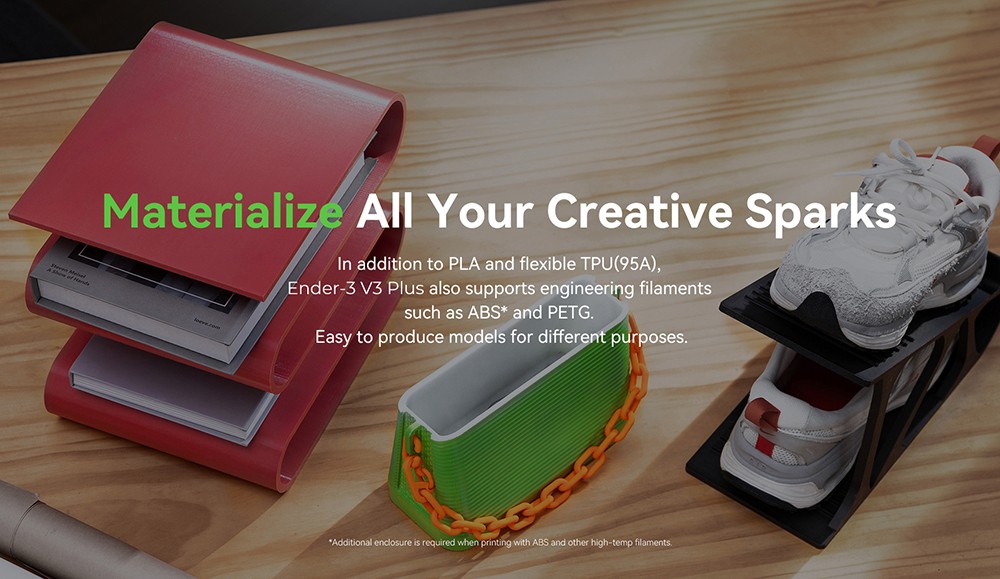 Creality Ender-3 V3 Plus 3D Printer, CoreXZ for 600mm/s Speed, Y-axis Dual Motors & Support Rods, Quick-swap Tri-metal Nozzle, Dual Cooling Fans, 300x300x330mm - EU Plug