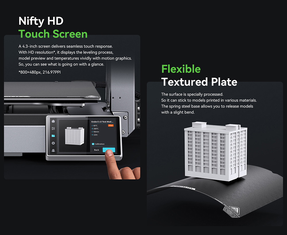 Creality Ender-3 V3 Plus 3D Printer, CoreXZ for 600mm/s Speed, Y-axis Dual Motors & Support Rods, Quick-swap Tri-metal Nozzle, Dual Cooling Fans, 300x300x330mm - EU Plug