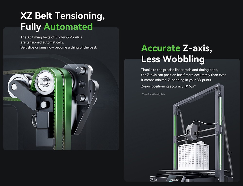Creality Ender-3 V3 Plus 3D Printer, CoreXZ for 600mm/s Speed, Y-axis Dual Motors & Support Rods, Quick-swap Tri-metal Nozzle, Dual Cooling Fans, 300x300x330mm - EU Plug