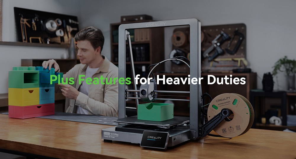 Creality Ender-3 V3 Plus 3D Printer, CoreXZ for 600mm/s Speed, Y-axis Dual Motors & Support Rods, Quick-swap Tri-metal Nozzle, Dual Cooling Fans, 300x300x330mm - EU Plug