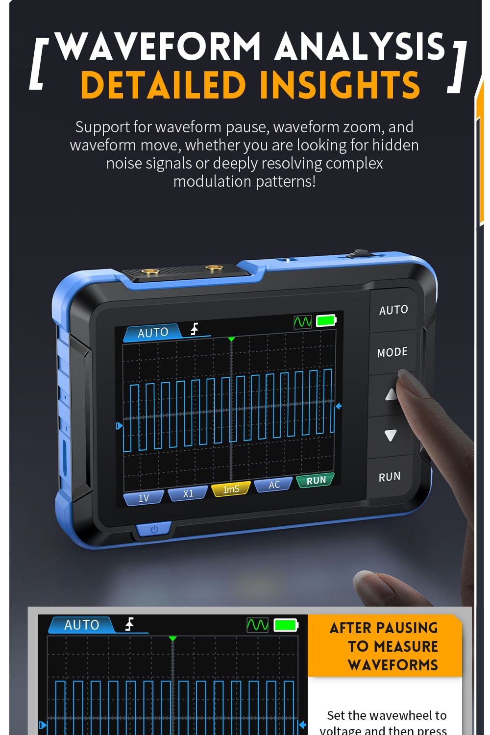 FNIRSI DSO153 Digital Oscilloscope, 2.8inch Screen, Automatic Adjustment, 1000mAh Lithium Battery, 1KHz Calibration Square Wave, 1Mhz Bandwidth, 5MS/s Sample Rate, Standard Version