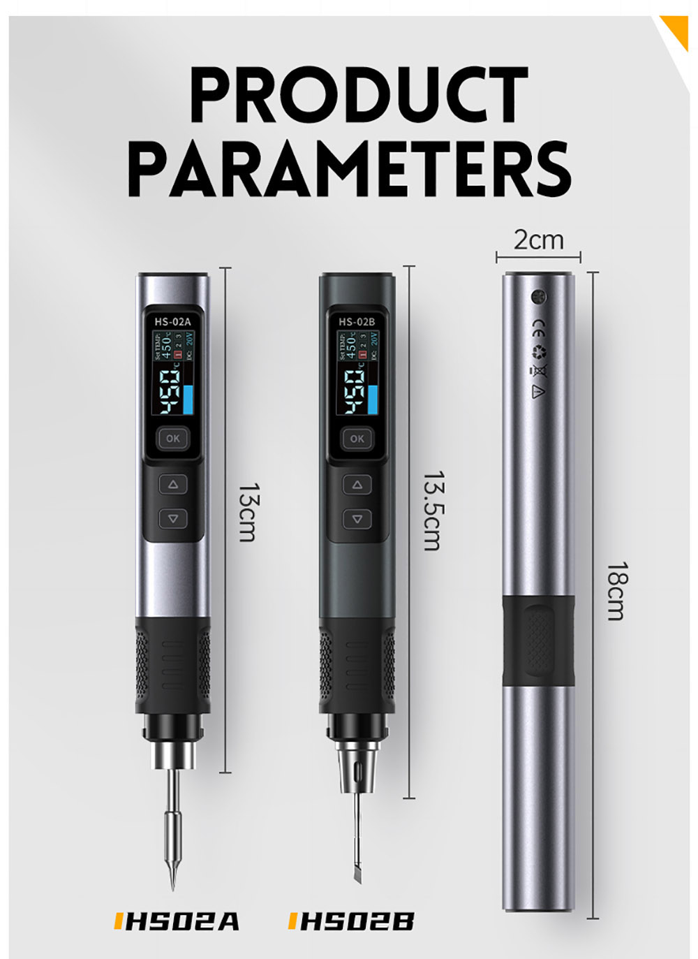 FNIRSI HS-02 Electric Soldering Iron, 0.96