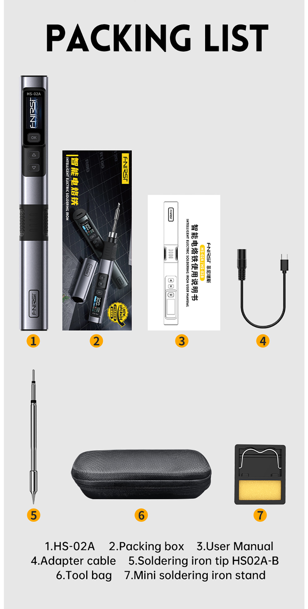 FNIRSI HS-02 Electric Soldering Iron, 0.96
