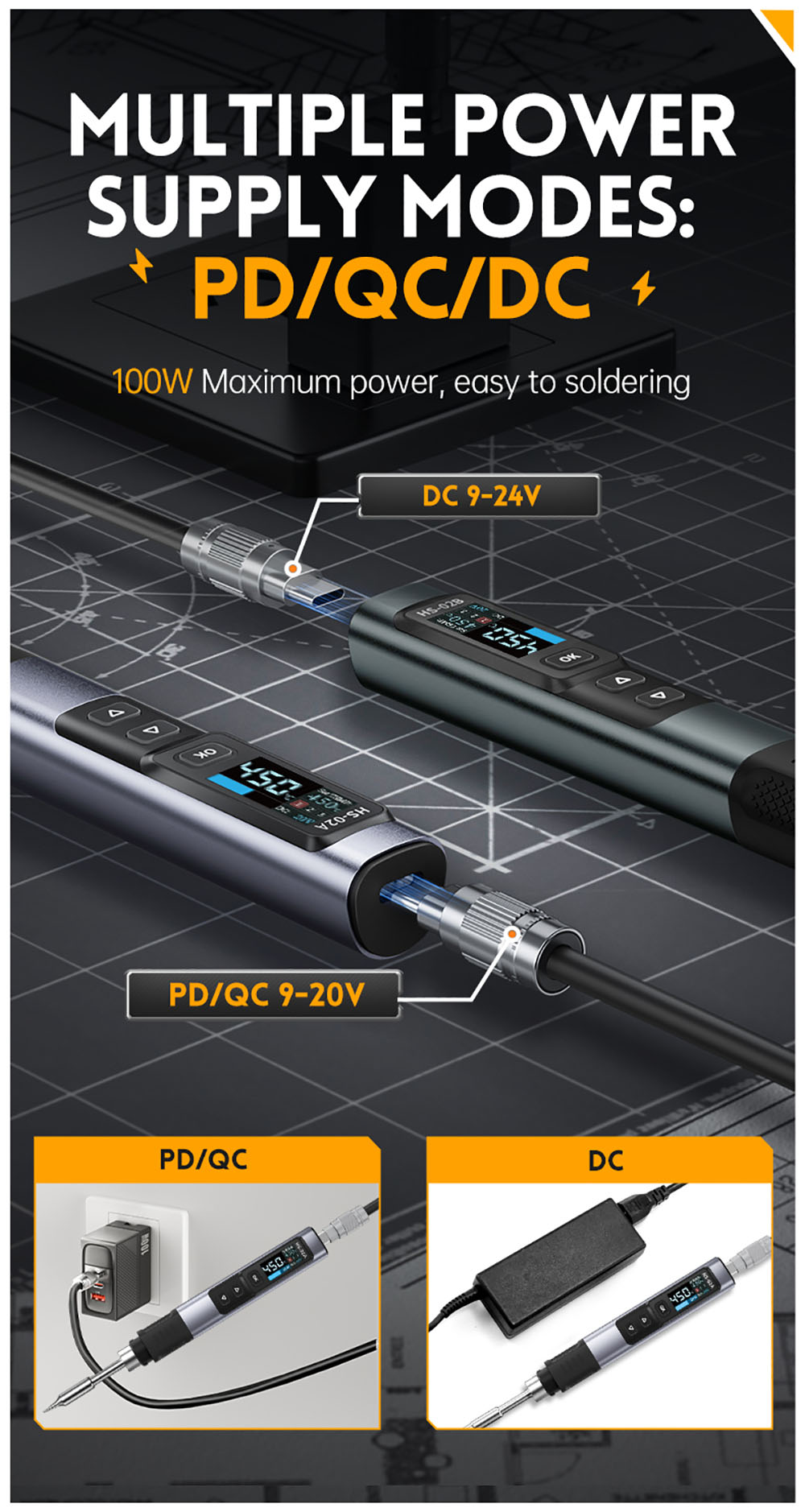 FNIRSI HS-02 Electric Soldering Iron, 0.96