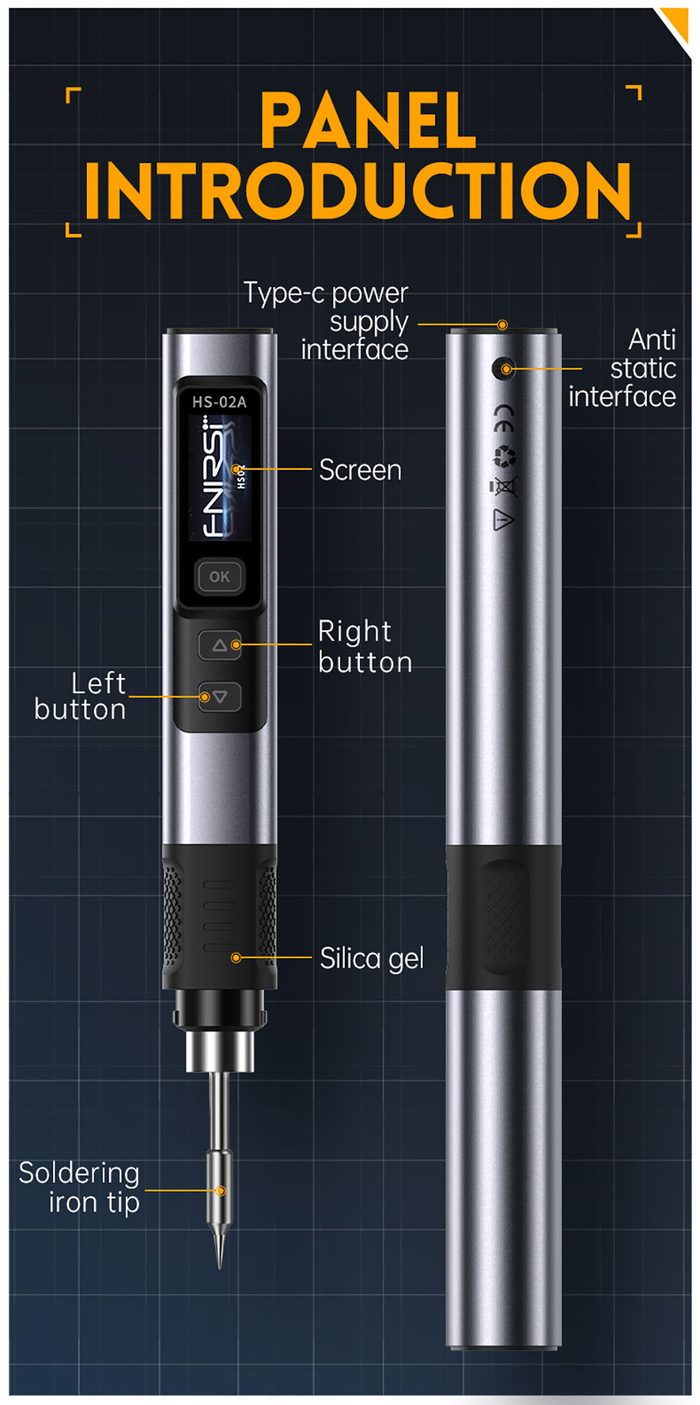 FNIRSI HS-02 Electric Soldering Iron, 0.96