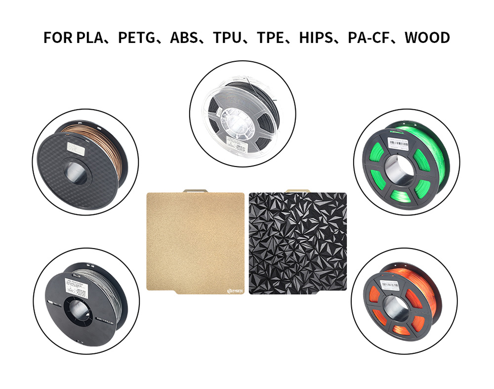 FYSETC 257x257mm Double Side Smooth PET And Textured PEI Build Plate, for Bambu Lab X1 P1P P1S 3D Printers